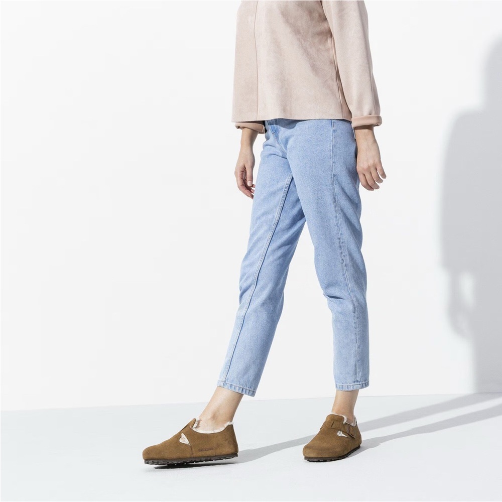 Birkenstock London Shearling In Dark Tea Suede View 4